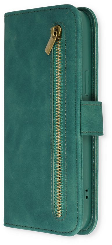Samsung Galaxy S23 Plus Hoesje - Emerald Green - Luxe Bookcase met Rits