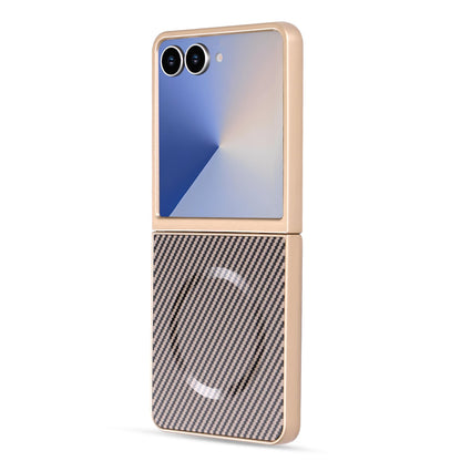 Samsung Galaxy Z Flip 7 Hoesje - Goud - Carbon MagSafe Back Cover