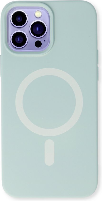 iPhone 14 Pro Hoesje - Turquoise - Magnetische Siliconen Back Cover