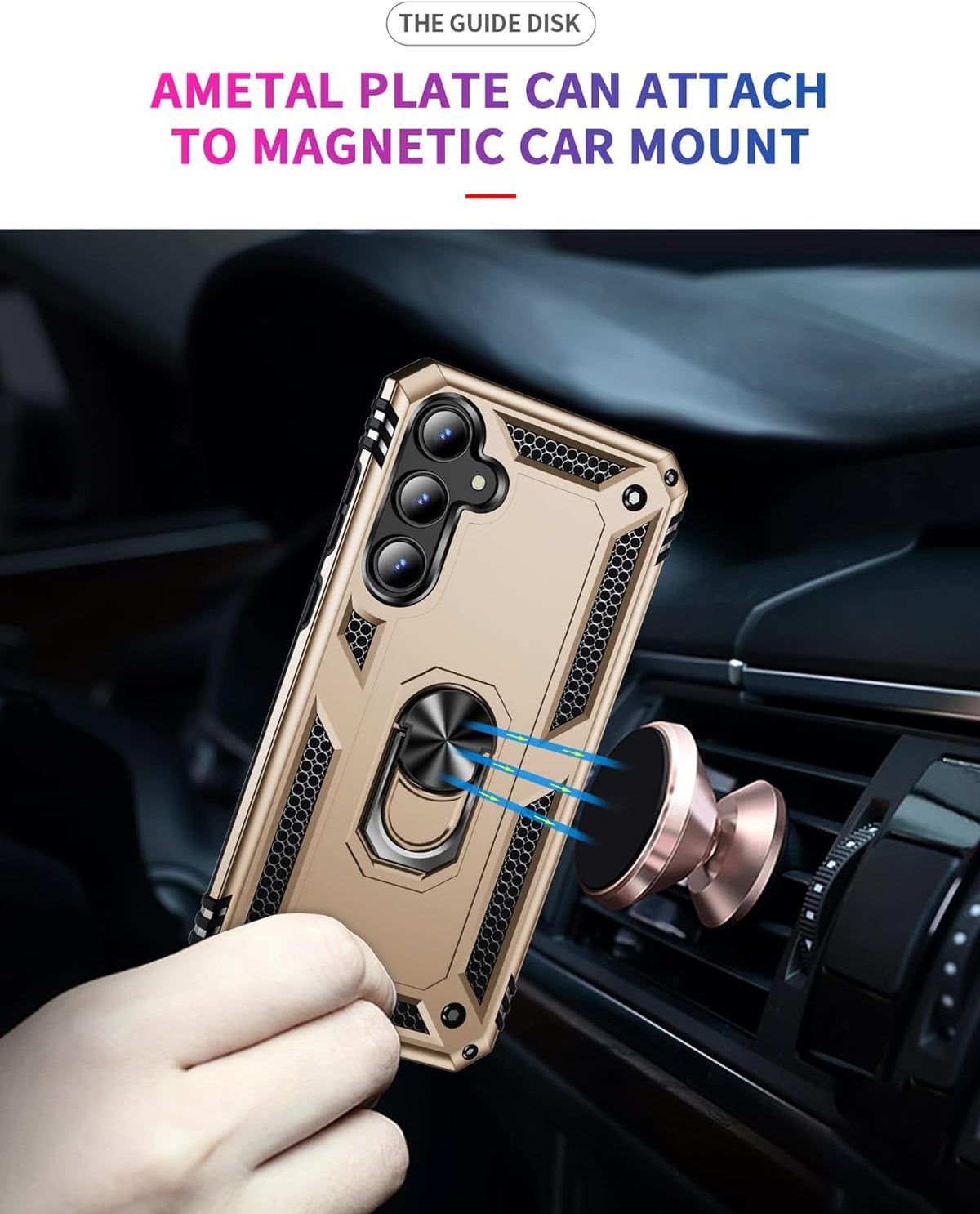 Samsung Galaxy A55 Hoesje - Goud - Armor Kickstand Back Cover