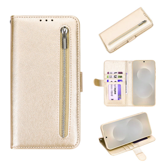 Apple iPhone SE (2020) Hoesje - Goud - Glitter Luxe Bookcase met Rits