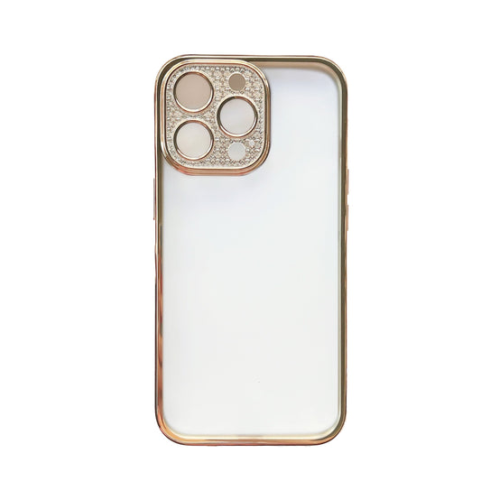 Apple iPhone 12 Case - Gold - Clear Glitter Back Cover with Camera Protection