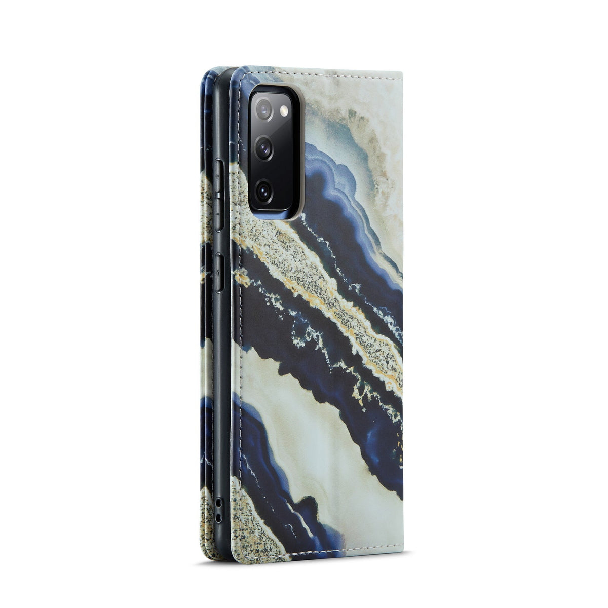 Samsung Galaxy S21 FE Hoesje - Blue Paraiba - Marmer Portemonnee Bookcase