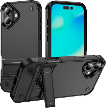 Apple iPhone 16 Plus Case - Black - Armor Kickstand Back Cover