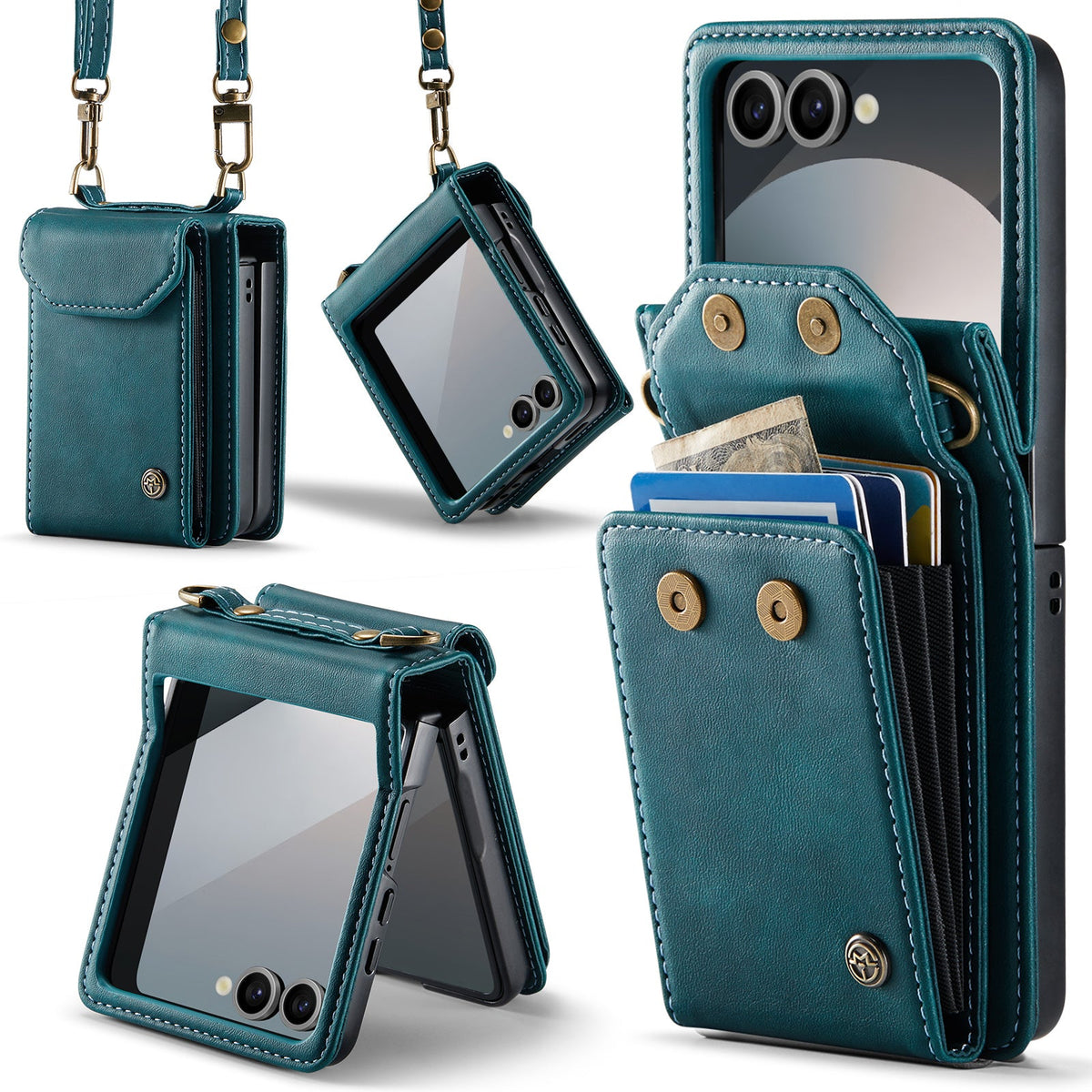 Samsung Galaxy Z Flip 7 Hoesje - Emerald Green - Bookcase met Telefoonkoord