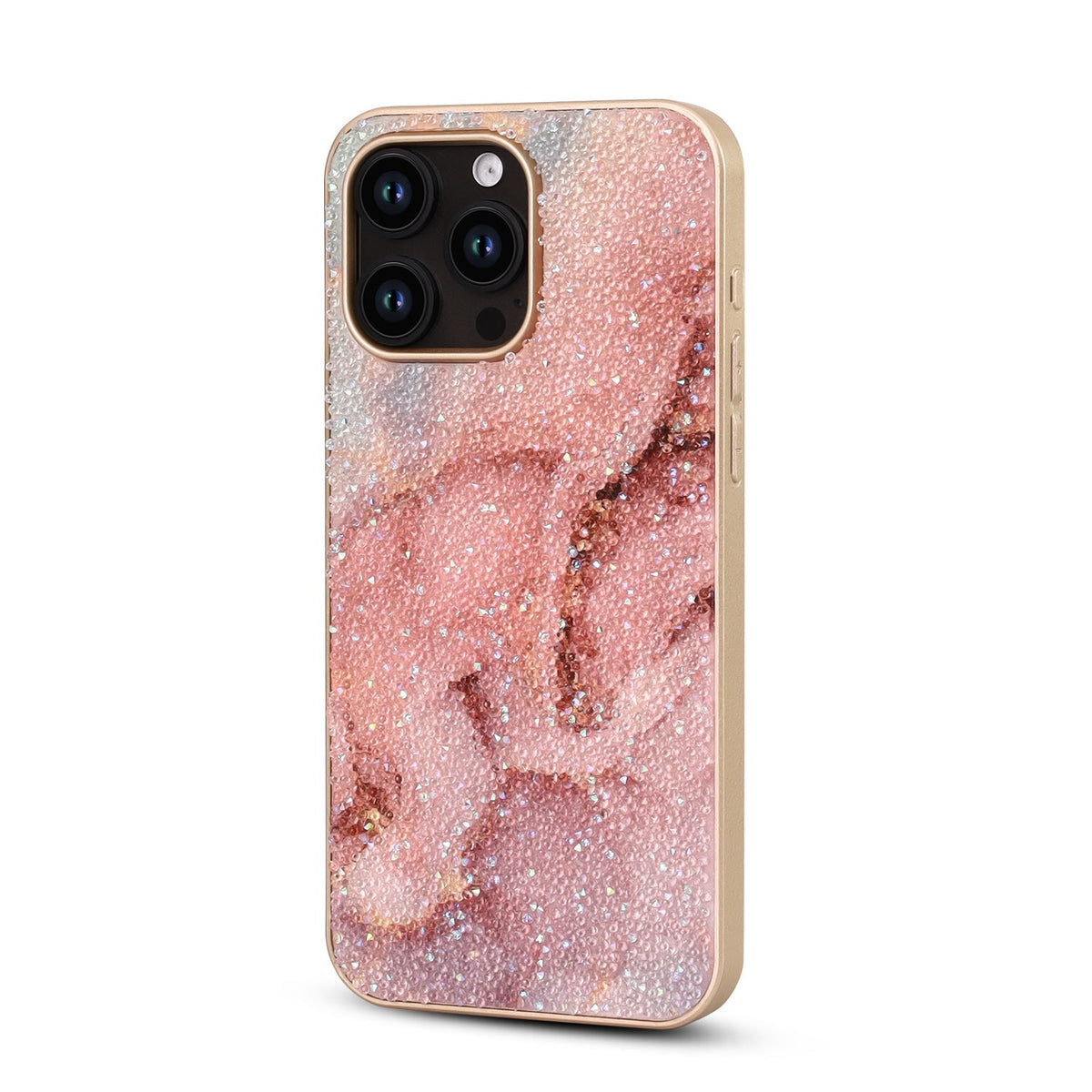 Apple iPhone 14 Pro Case - Pink - Diamond Marble Glitter Back Cover