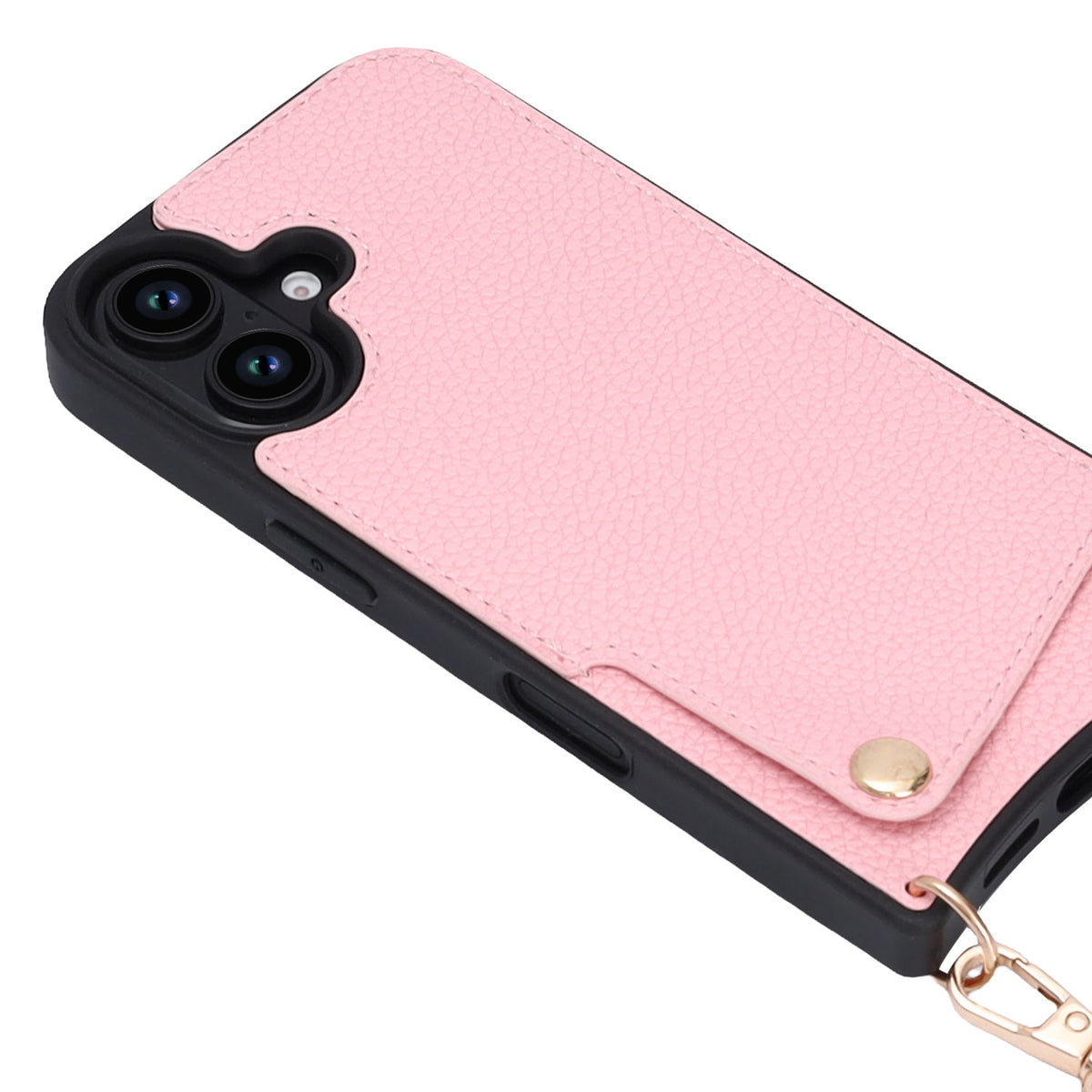 Apple iPhone 16 Plus Hoesje - Roze - Back Cover met Pols Bandje en Telefoonkoord