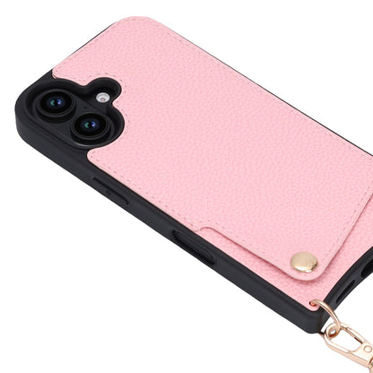 Apple iPhone 16 Plus Hoesje - Roze - Back Cover met Pols Bandje en Telefoonkoord