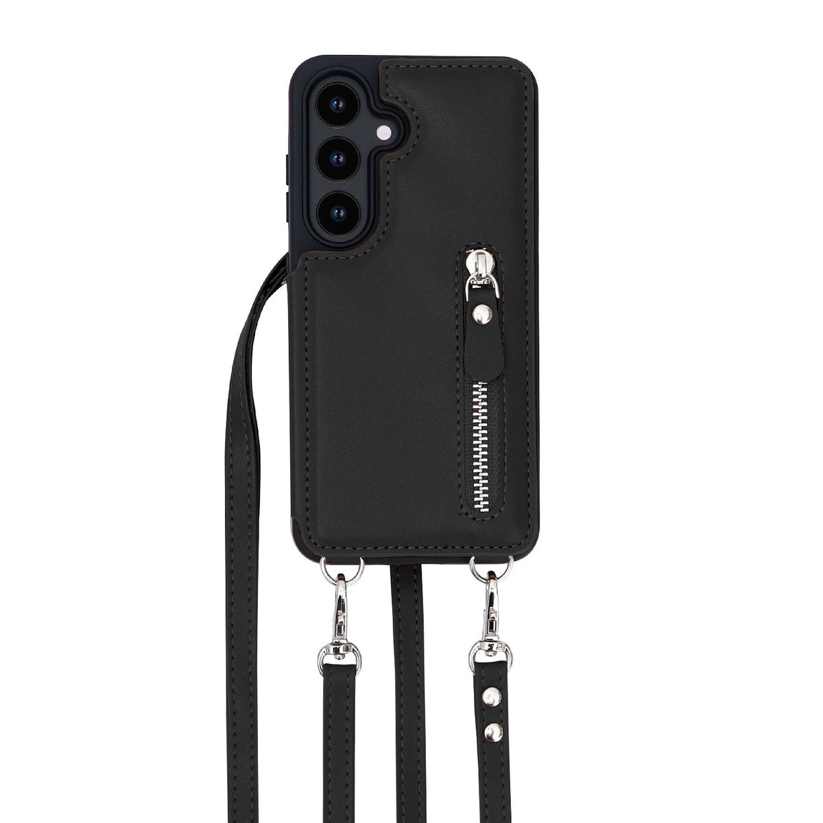 Samsung Galaxy S25 Plus Hoesje - Zwart - Luxe Back Cover met Telefoonkoord en Rits