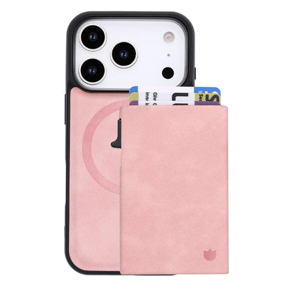 Apple iPhone 18 Pro Hoesje - Pale Pink - Kunstleren MagSafe Back Cover met Uitschuifbare Pasjeshouder
