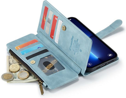 Apple iPhone 13 Pro Max Hoesje - Aqua Blue - Luxe Bookcase met Rits