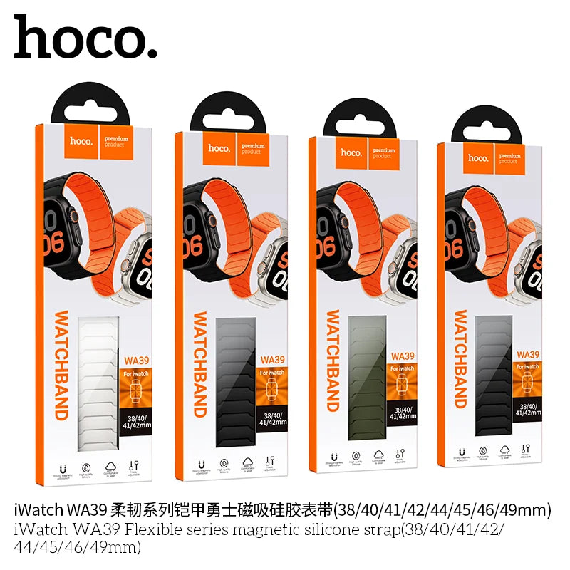 Apple Watch Bandje 38/40/41/42 mm - Hoco Magnetisch Siliconen - Starlight met Oranje