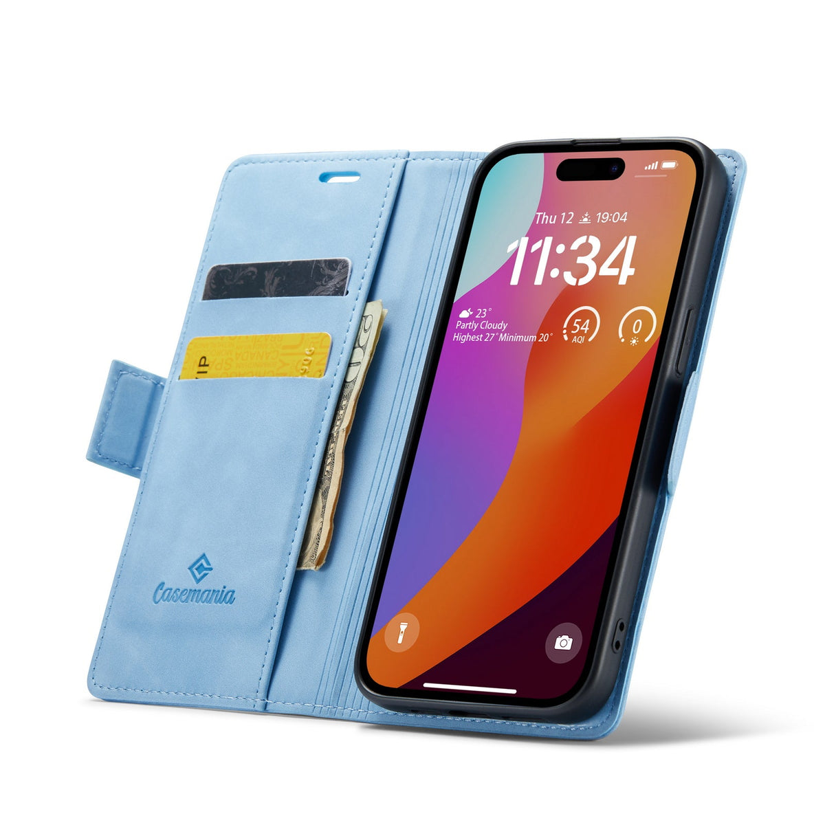 Apple iPhone 15 Pro Max Hoesje - Sky Blue - Portemonnee MagSafe Bookcase