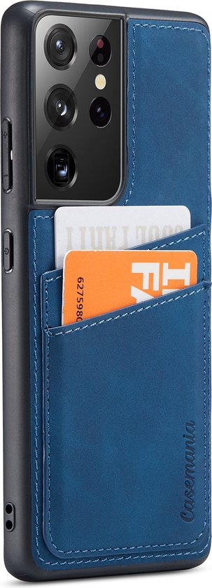 Samsung Galaxy S21 Ultra Hoesje - Navy Blue - Back Cover met Pasjeshouder