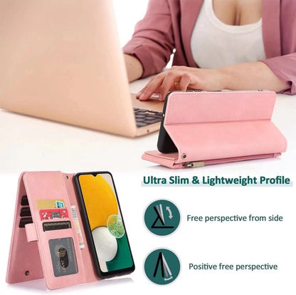 Apple iPhone 13 Pro Case - Pink - Extra Sturdy Luxury Wallet Case with Zip and Compartments
