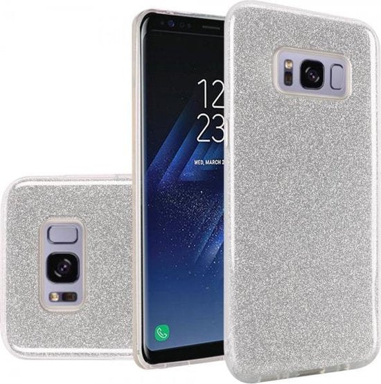 Samsung Galaxy S8 Hoesje - Zilver - Glitter Back Cover