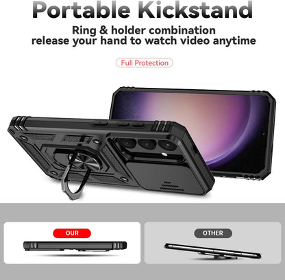 Samsung Galaxy S25 Plus Hoesje - Zwart - Armor Kickstand Camera Back Cover