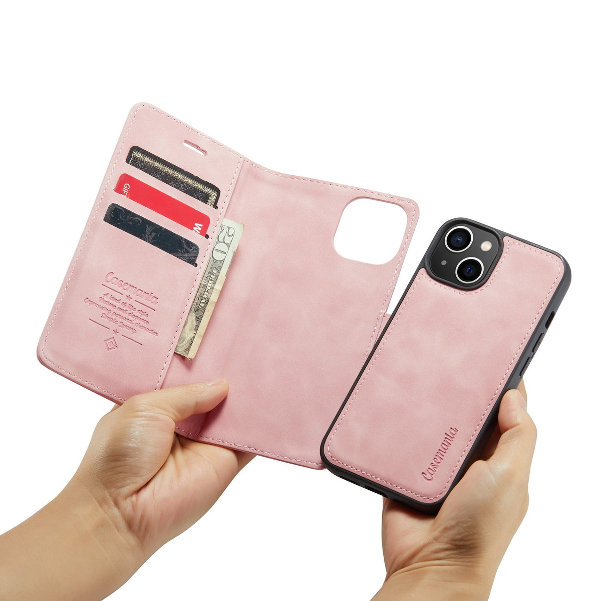 iPhone 15 Hoesje - Pale Pink - 2 in 1 Bookcase