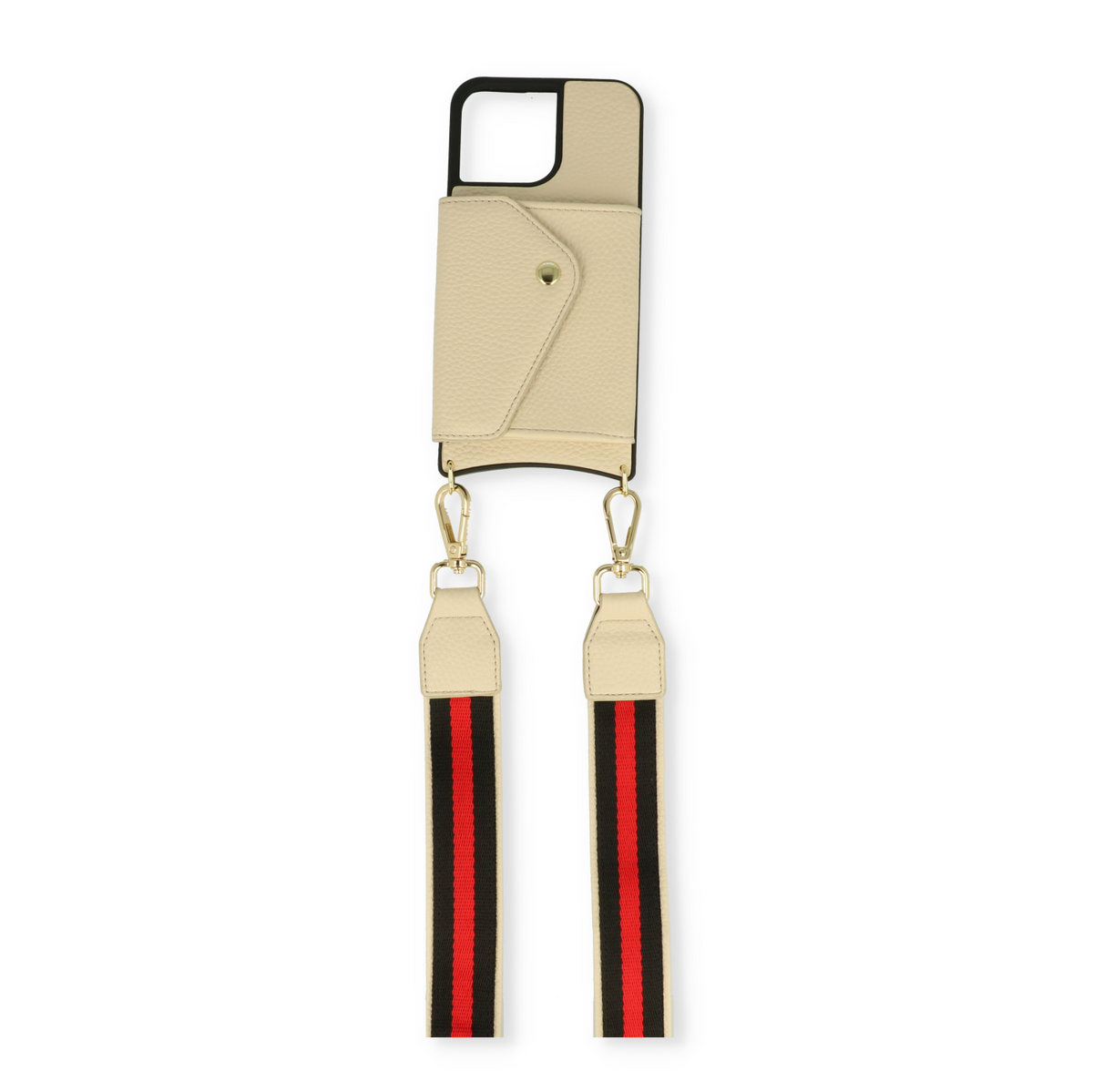 Apple iPhone 14 Pro Hoesje - Beige - Luxe Back Cover met Telefoonkoord
