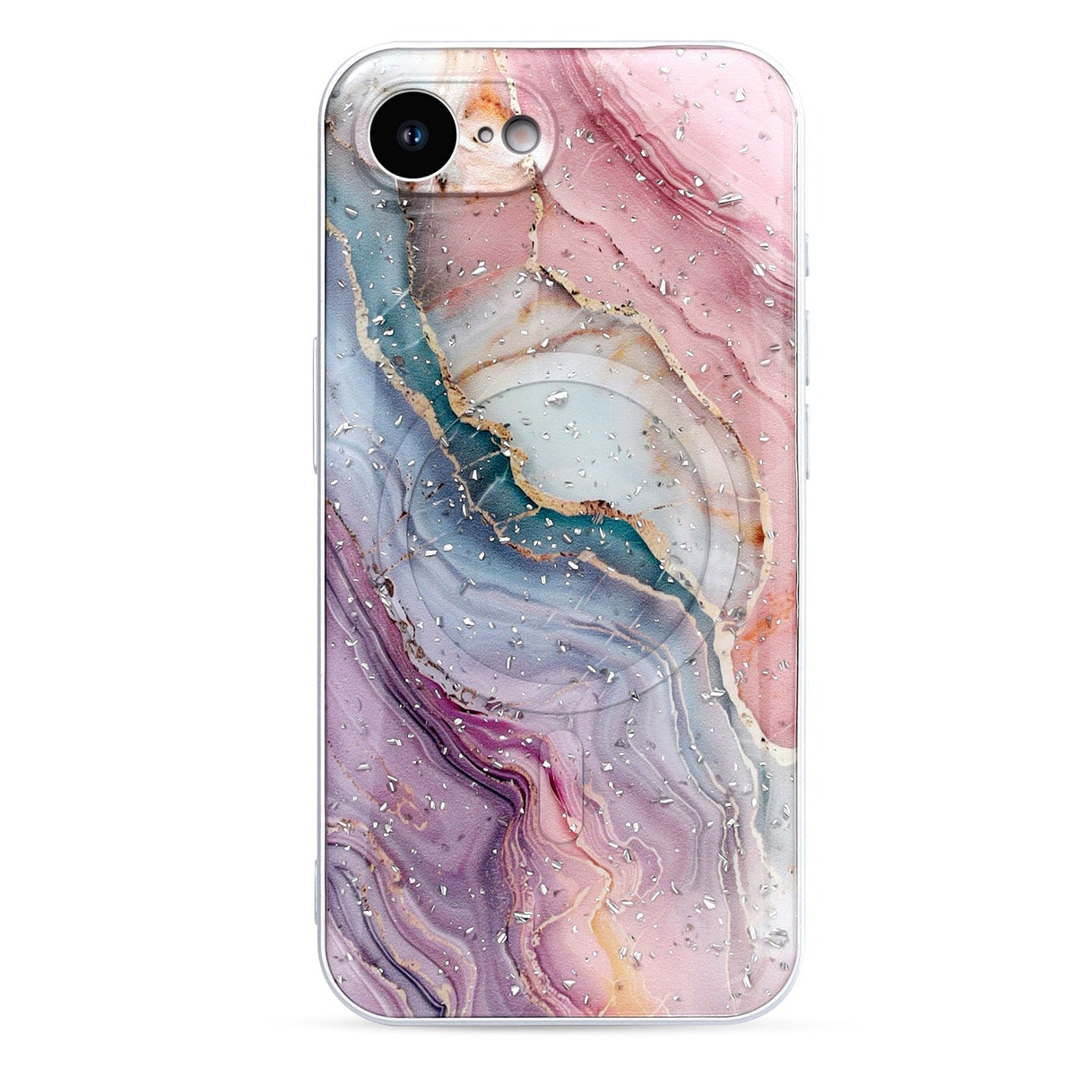 Apple iPhone 16e Hülle - Rosa - Marmor-MagSafe-Backcover