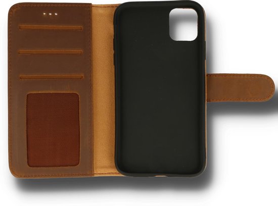 iPhone 12 & 12 Pro Hoesje - Bruin - Echt Leren Bookcase