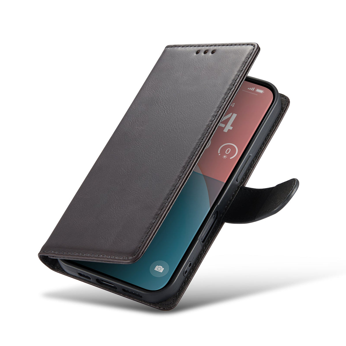 iPhone 16 Hoesje - Zwart - Leather Bookcase