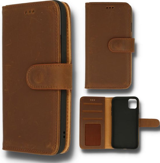 Apple iPhone 12 & 12 Pro Case - Brown - Genuine Leather Wallet Case