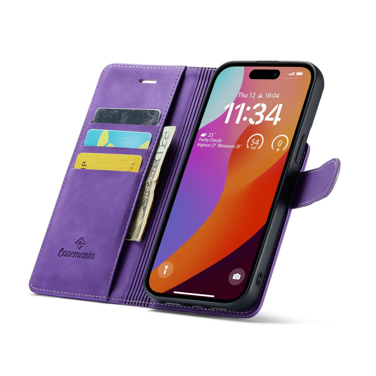 iPhone 15 Pro Hoesje - Dark Purple - 2 in 1 MagSafe Bookcase