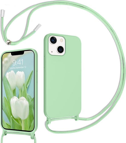 Apple iPhone 14 Plus Hülle - Hellgrün - Silikon-Backcover mit Handykette