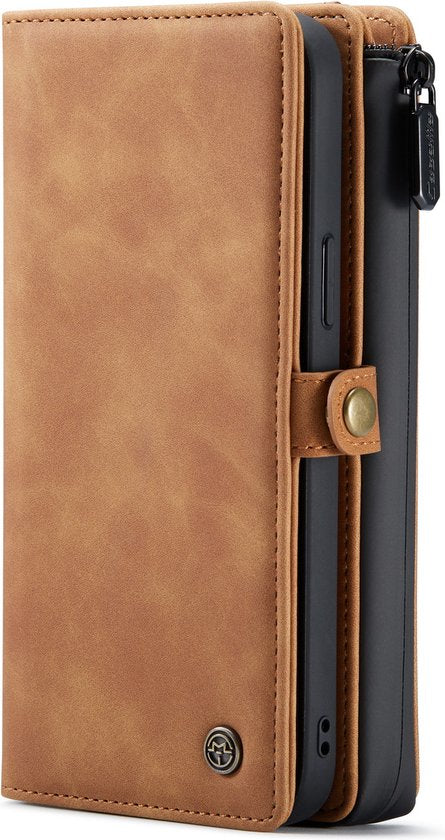 Apple iPhone 13 Pro Hoesje - Sienna Brown - Luxe 2 in 1 Bookcase met 10 Kaart Vakken en Polskoord
