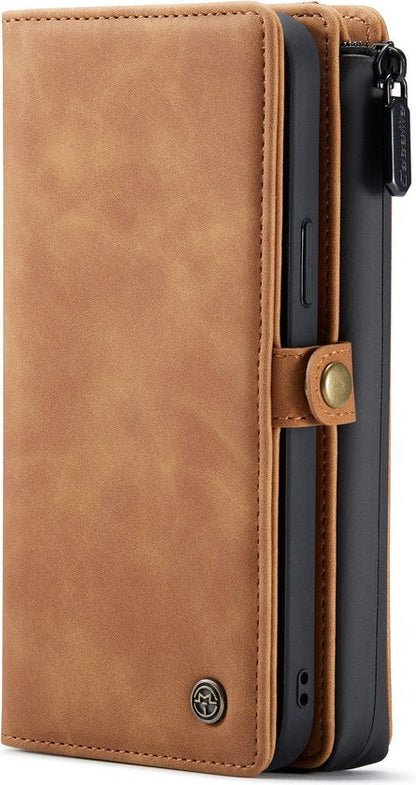 Apple iPhone 13 Pro Hoesje - Sienna Brown - Luxe 2 in 1 Bookcase met 10 Kaart Vakken en Polskoord