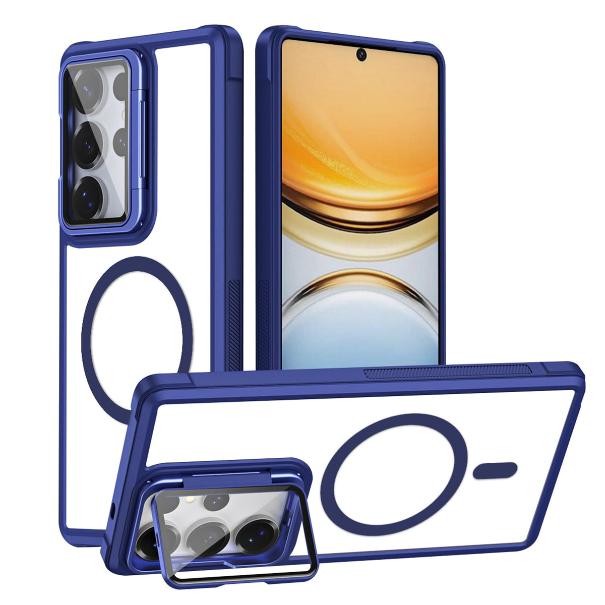 Samsung Galaxy S26 Ultra Hoesje - Donker Blauw - MagSafe Back Cover met Camera Frame Kickstand