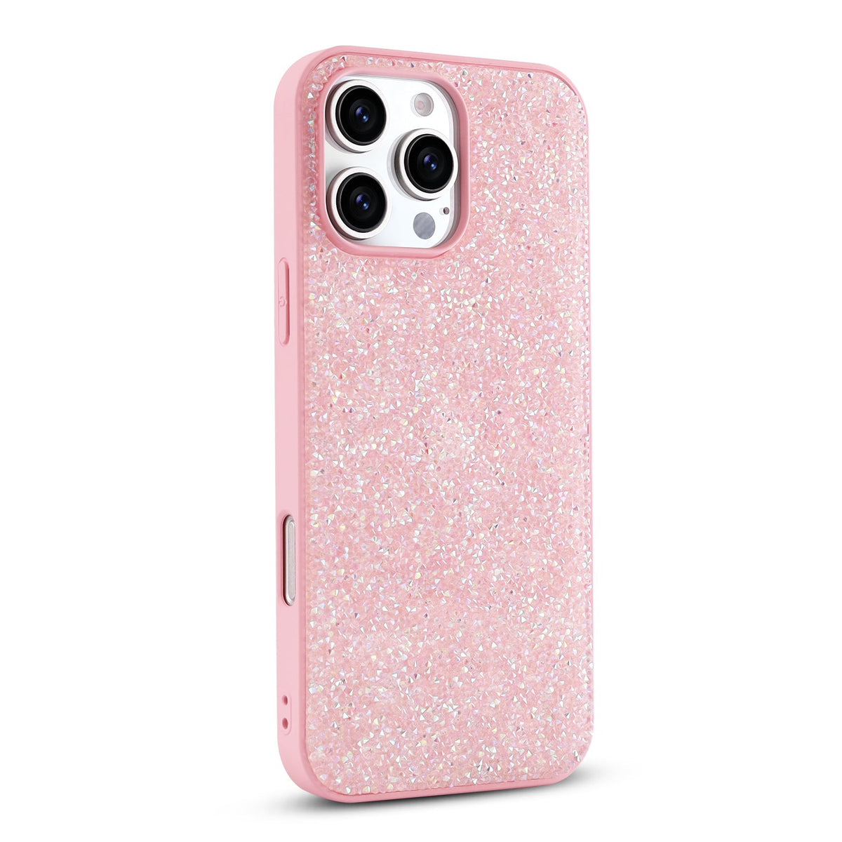 Apple iPhone 16 Pro Hoesje - Roze - Diamant Glitter Back Cover