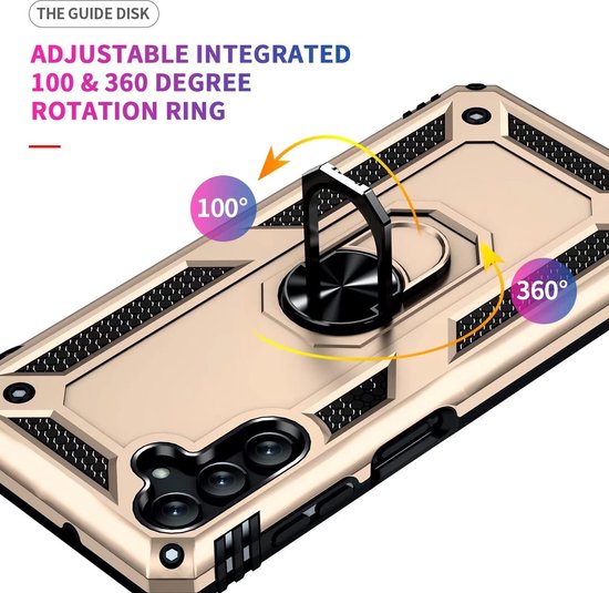 Samsung Galaxy A04s Hoesje - Goud - Armor Kickstand Back Cover