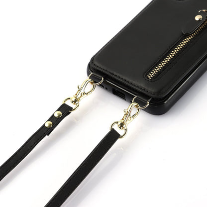 Apple iPhone 16 Plus Hoesje - Zwart - Luxe Back Cover met Telefoonkoord en Rits