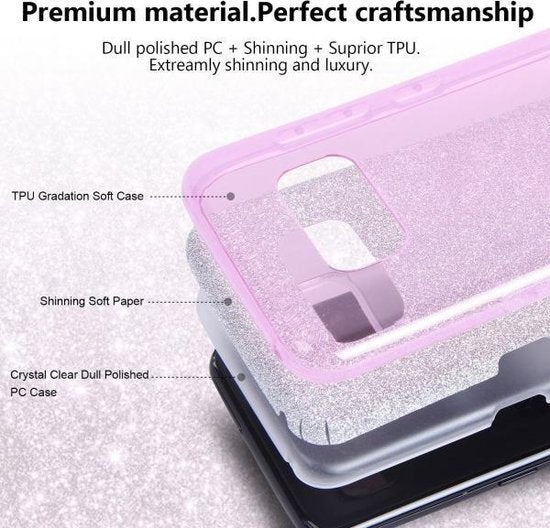 Samsung Galaxy S8 Hoesje - Paars - Glitter Back Cover