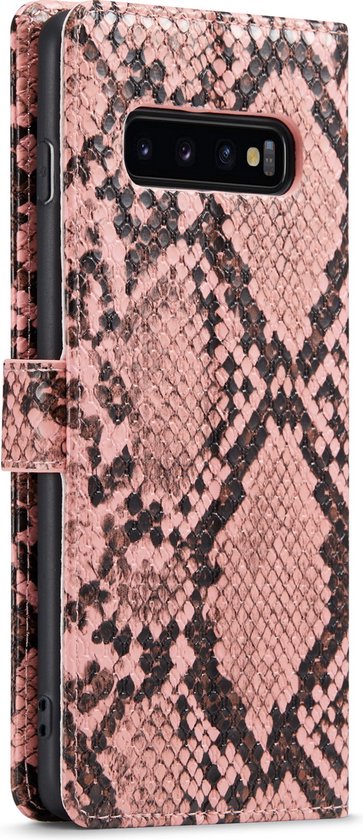 Samsung Galaxy S10+ Hoesje - Roze - Luxe Slangen Bookcase