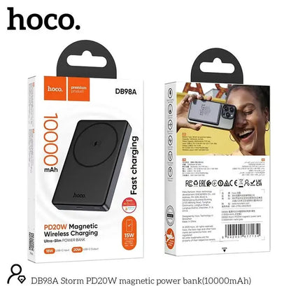Hoco Powerbank 10.000mAh Magnetisch Draadloos Ultradun - Metallic Gray