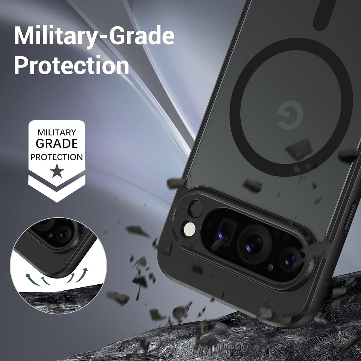 Google Pixel 9 Pro Hoesje - Zwart - Matte Armor MagSafe Back Cover