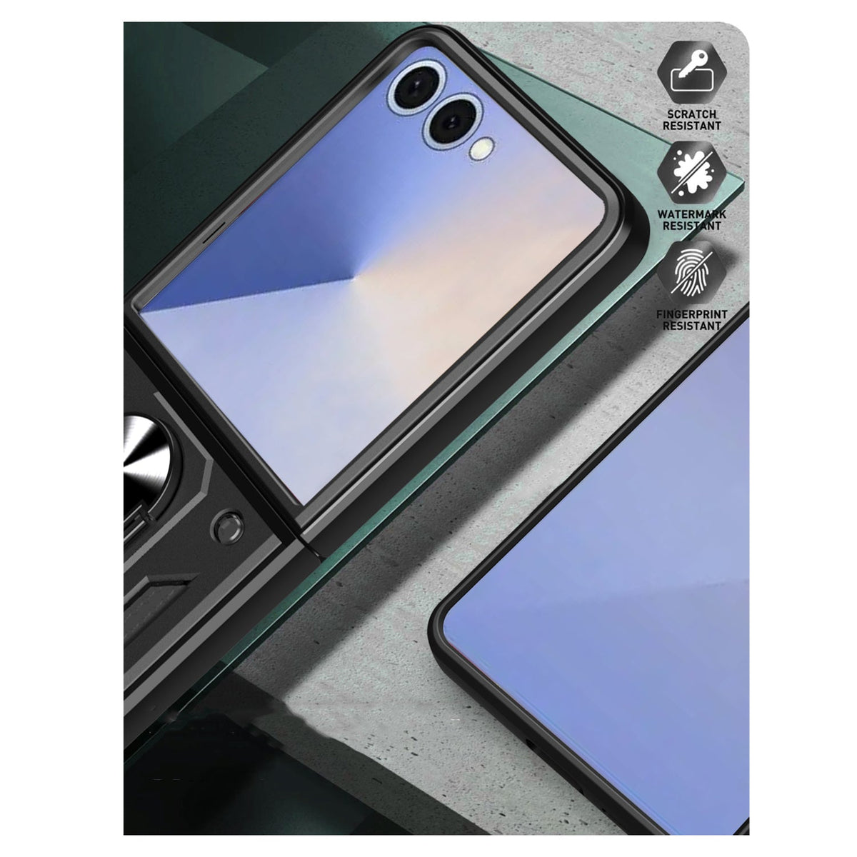 Samsung Galaxy Z Flip8 Hoesje - Zwart - Armor Kickstand Back Cover