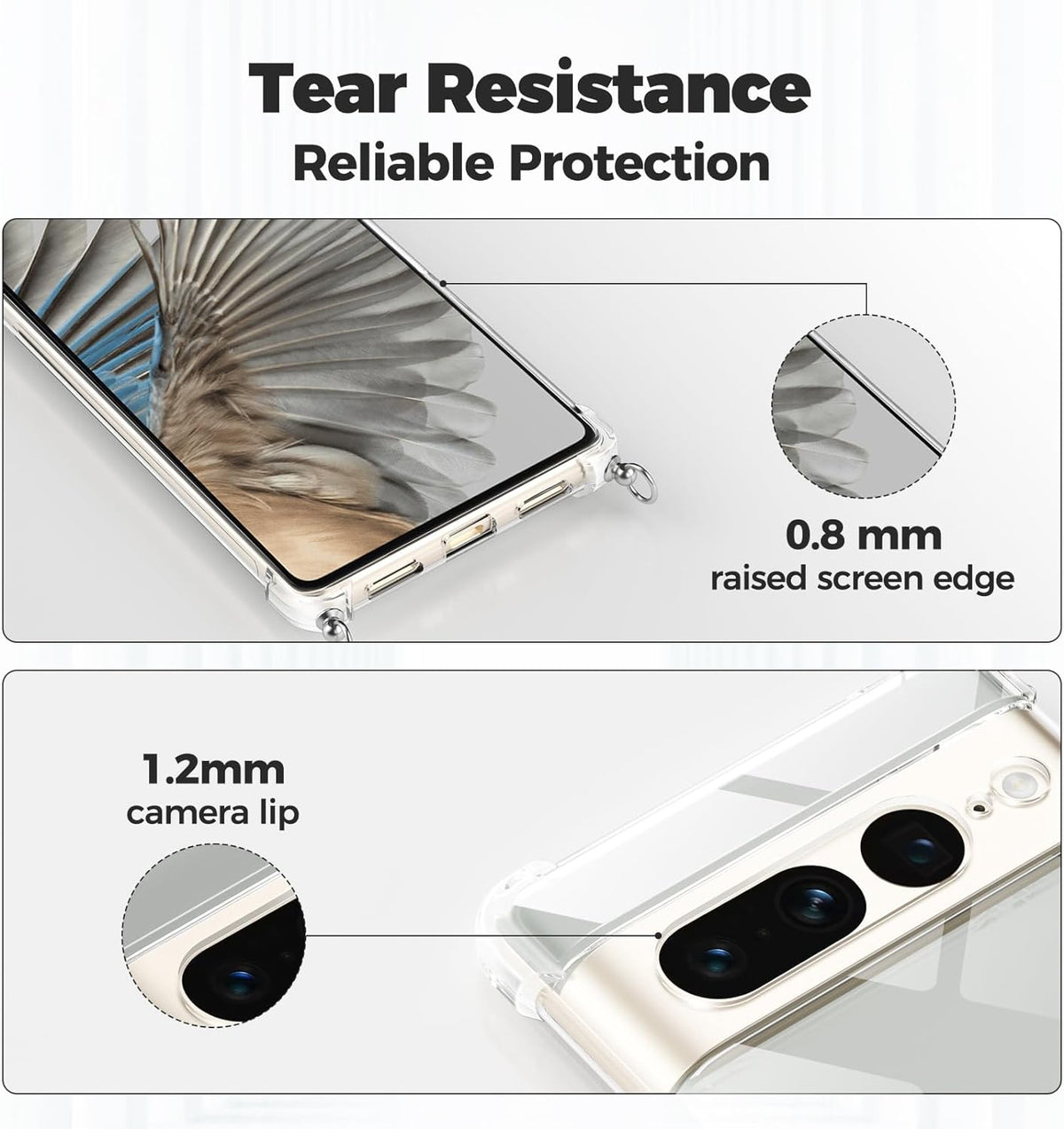 Google Pixel 7 Pro Case - Clear - Silicone Back Cover with Phone Strap