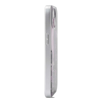 Apple iPhone 13 Hülle - Dunkellila - Blumen-Glitzer-MagSafe-Backcover