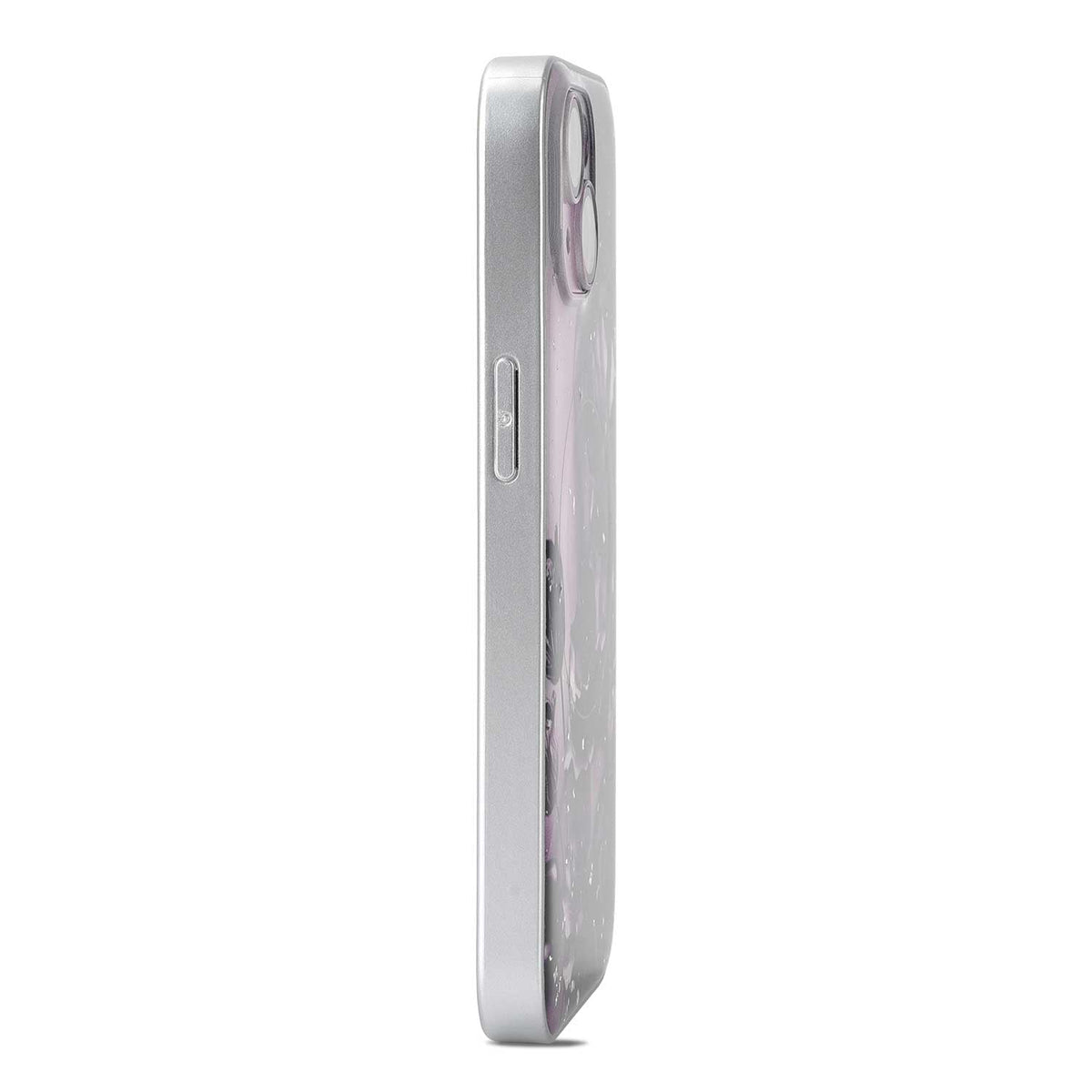Apple iPhone 15 Hoesje - Donker Paars - Bloemen Glitter MagSafe Back Cover