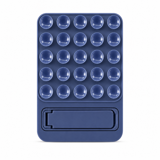 Casemania Siliconen Zuignap Sticker met Kickstand - Donker Blauw - 1 Stuk