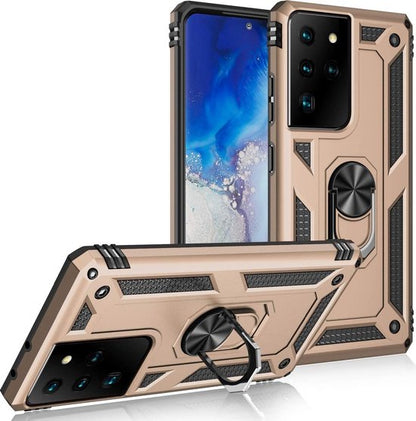 Samsung Galaxy S21 Ultra Hoesje - Goud - Armor Kickstand Back Cover