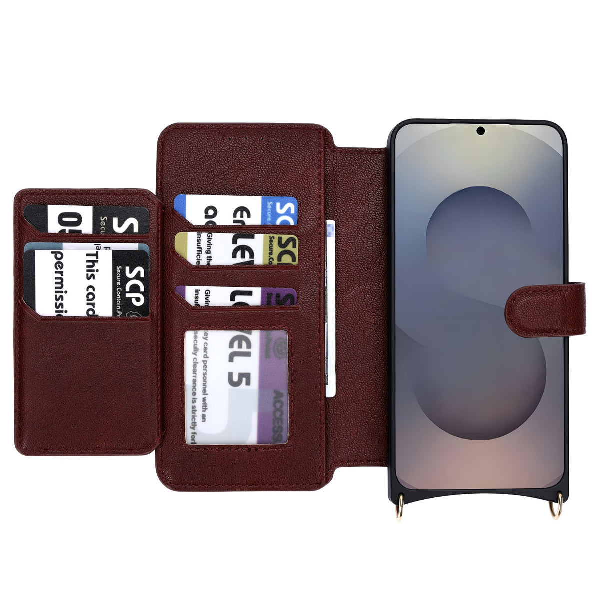 Samsung Galaxy S25 Hoesje - Wijn Rood - CM Amsterdam Back Cover met Telefoonkoord