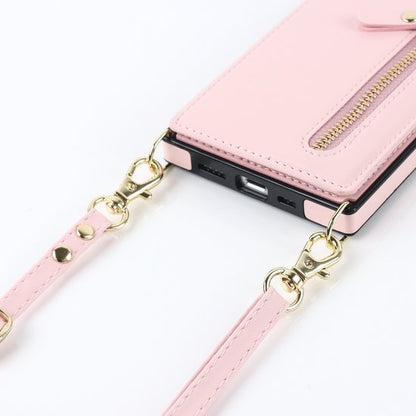 Apple iPhone 15 Hoesje - Roze - Luxe Back Cover met Telefoonkoord en Rits