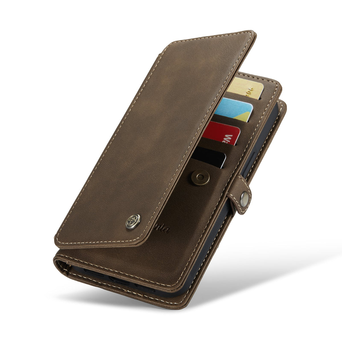 Apple iPhone 17e Hoesje - Cedar Brown - 2 in 1 MagSafe Bookcase met 10 Kaart Vakken