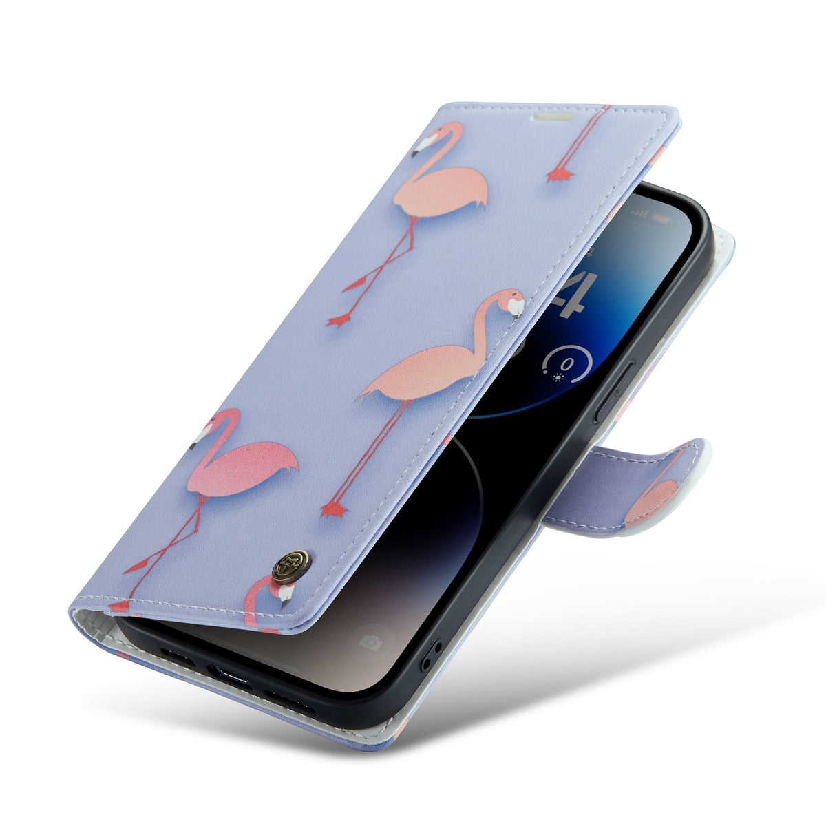 Apple iPhone 14 Pro Hülle - Flamingo - Print Bookcase