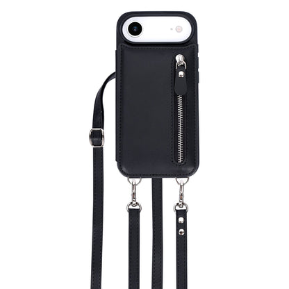Apple iPhone Air Case - Black - Luxury Back Cover with Phone Strap and Zipper